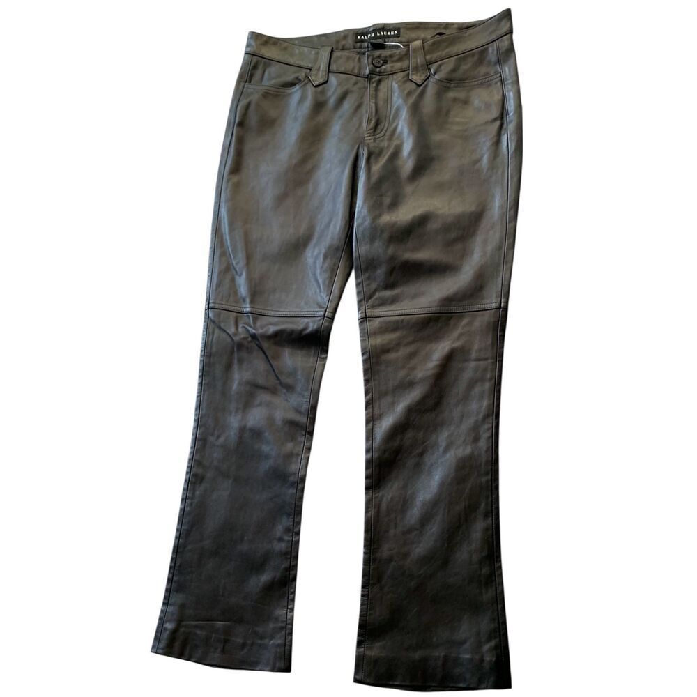 NEW nwot RALPH LAUREN black leather VINTAGE PANTS sz 10
